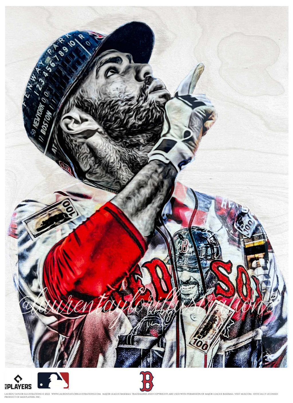 "J.D." (J.D. Martinez) Boston Red Sox - Officially Licensed MLB Print - Limited Release /500