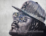 "Beast Mode" (Marshawn Lynch) 1/1 Original on Wood - Seattle Seahawks