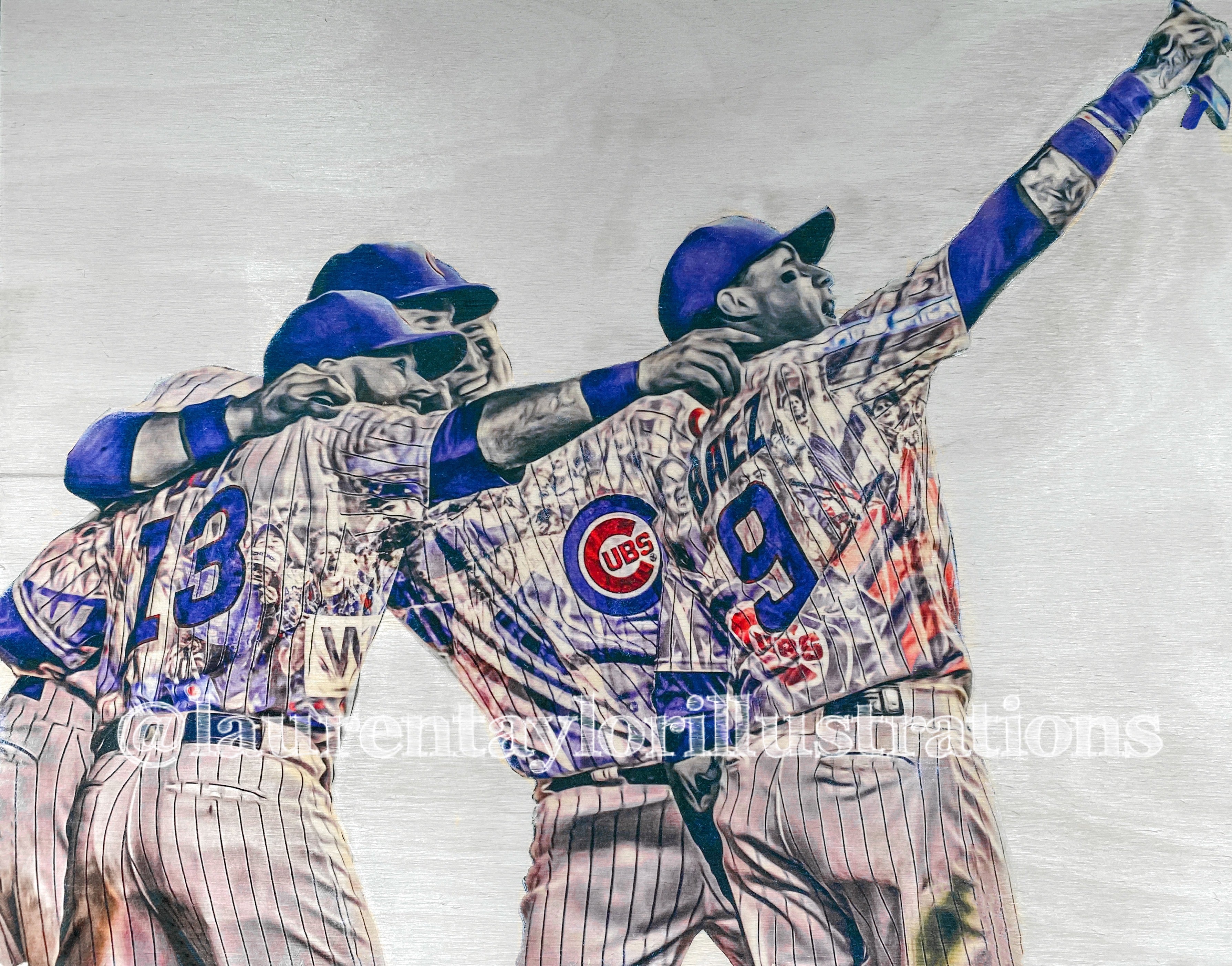 "Selfie" (Baez, Rizzo, Zobrist, Bote) Chicago Cubs - Officially Licensed MLB Print - Limited Release