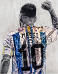 "La Pulga" (Lionel Messi) Argentina - Qatar WC 2022 Champion - 1/1 Mixed Media Original on Wood