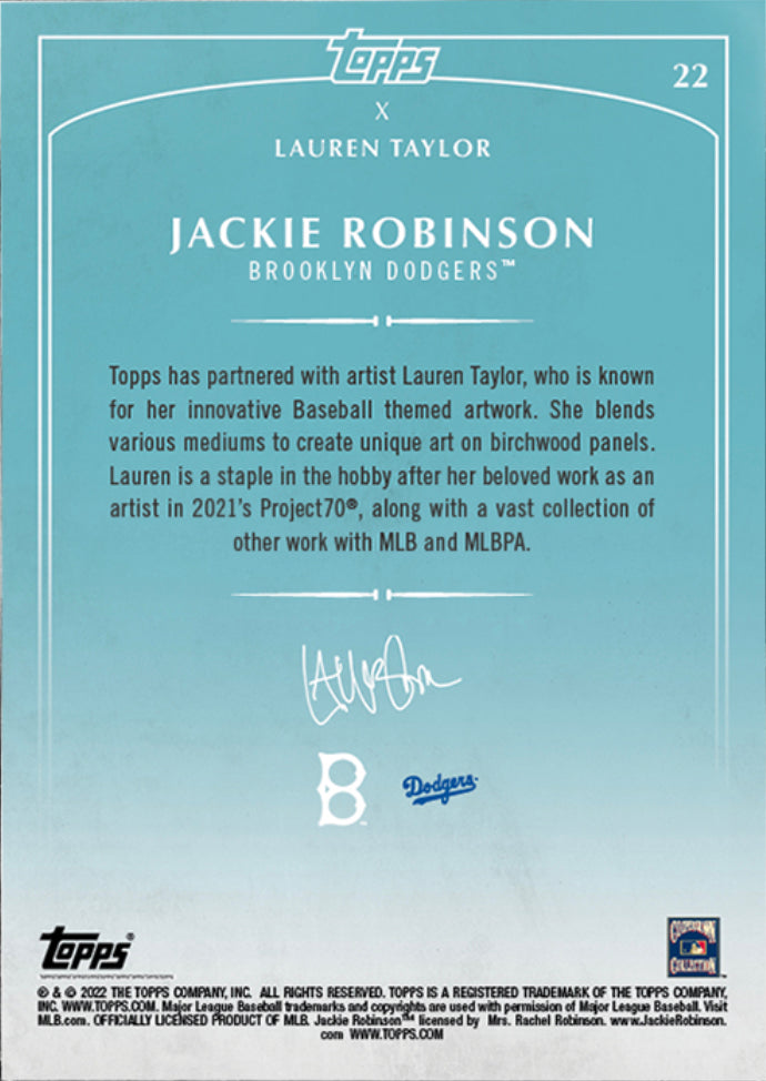 Lauren Taylor x Topps - Artist Autographed Jackie Robinson Base Card