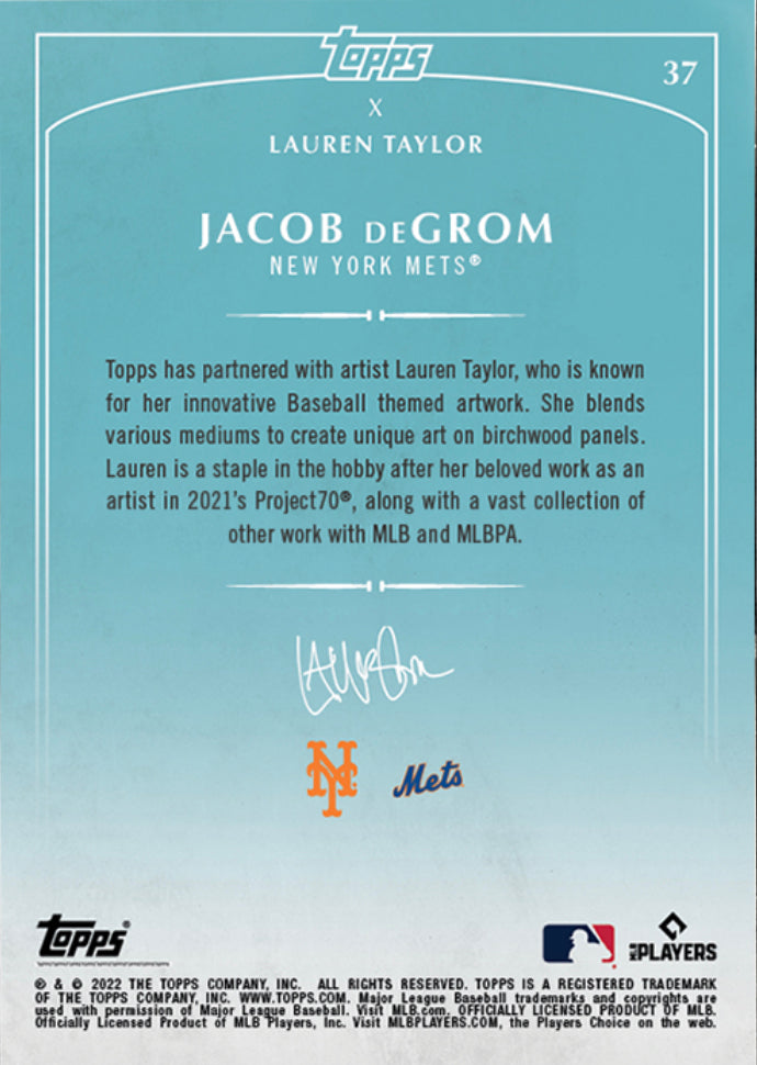 Lauren Taylor x Topps - Artist Autographed Jacob deGrom Base Card