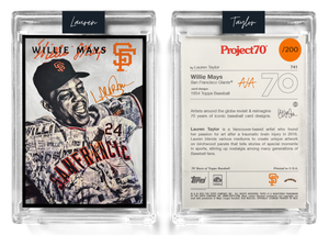 /200 Orange Artist Signature - Topps Project 70 130pt card #741 by Lauren Taylor - Willie Mays