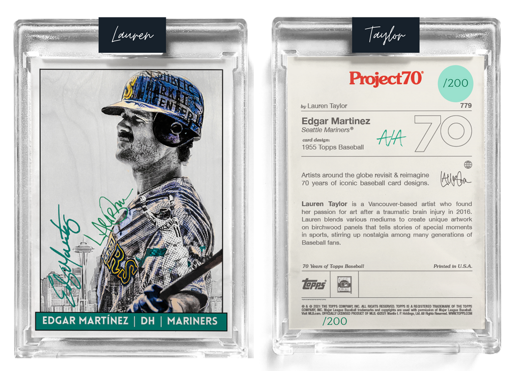 /200 Emerald Green Artist Signature - Edgar Martínez - 130pt Card #779 by Lauren Taylor - Baseball Card