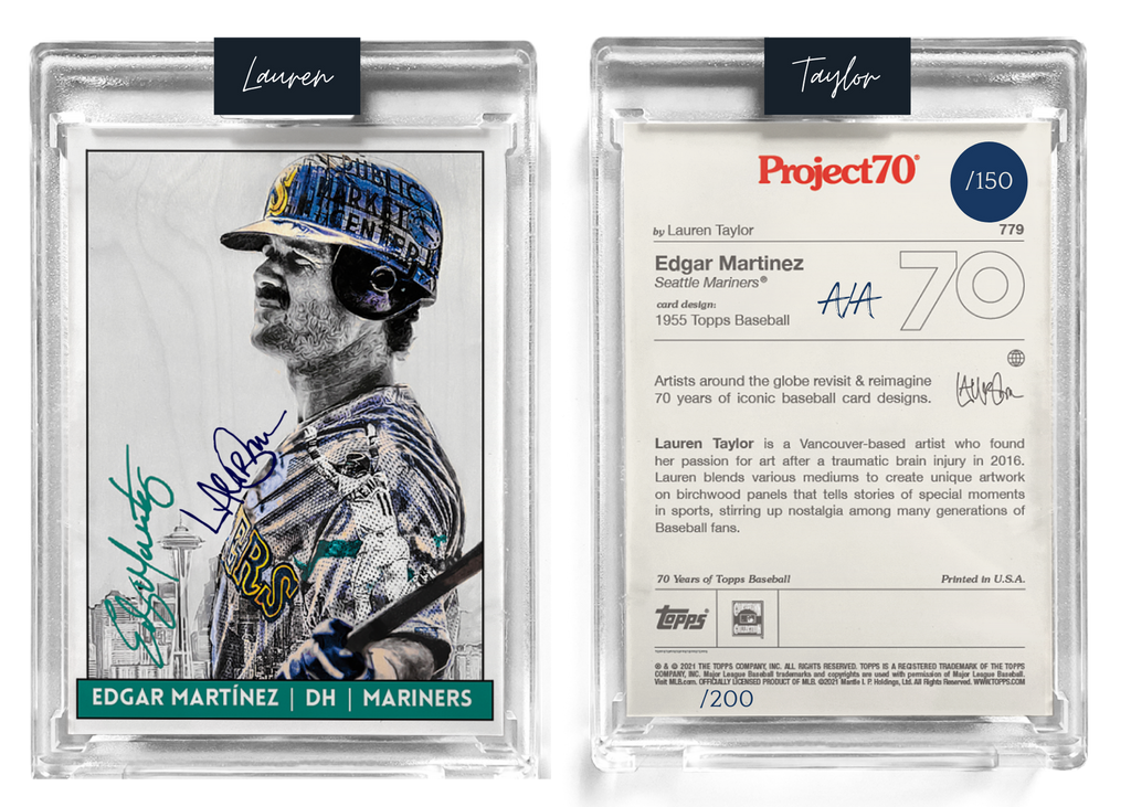 /150 Navy Blue Artist Signature - Edgar Martínez - 130pt Card #779 by Lauren Taylor - Baseball Card