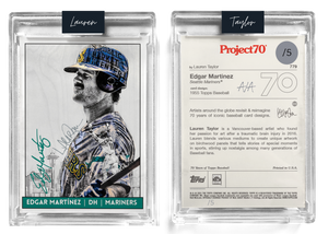 /5 Metallic Silver Artist Signature - Edgar Martínez - 130pt Card #779 by Lauren Taylor - Baseball Card