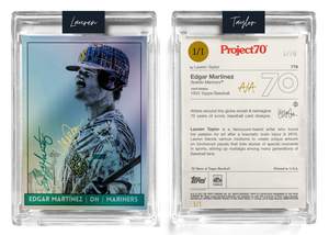 1/1 Gold Metallic Artist Signature - Edgar Martínez - Foil Variant 130pt Card #779 by Lauren Taylor - Baseball Card