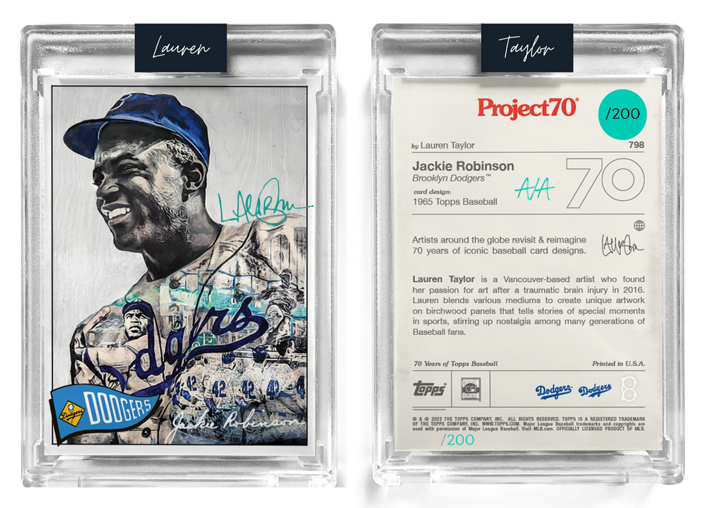 /200 Teal Artist Signature - Jackie Robinson - 130pt Card #798 by Lauren Taylor - Baseball Card