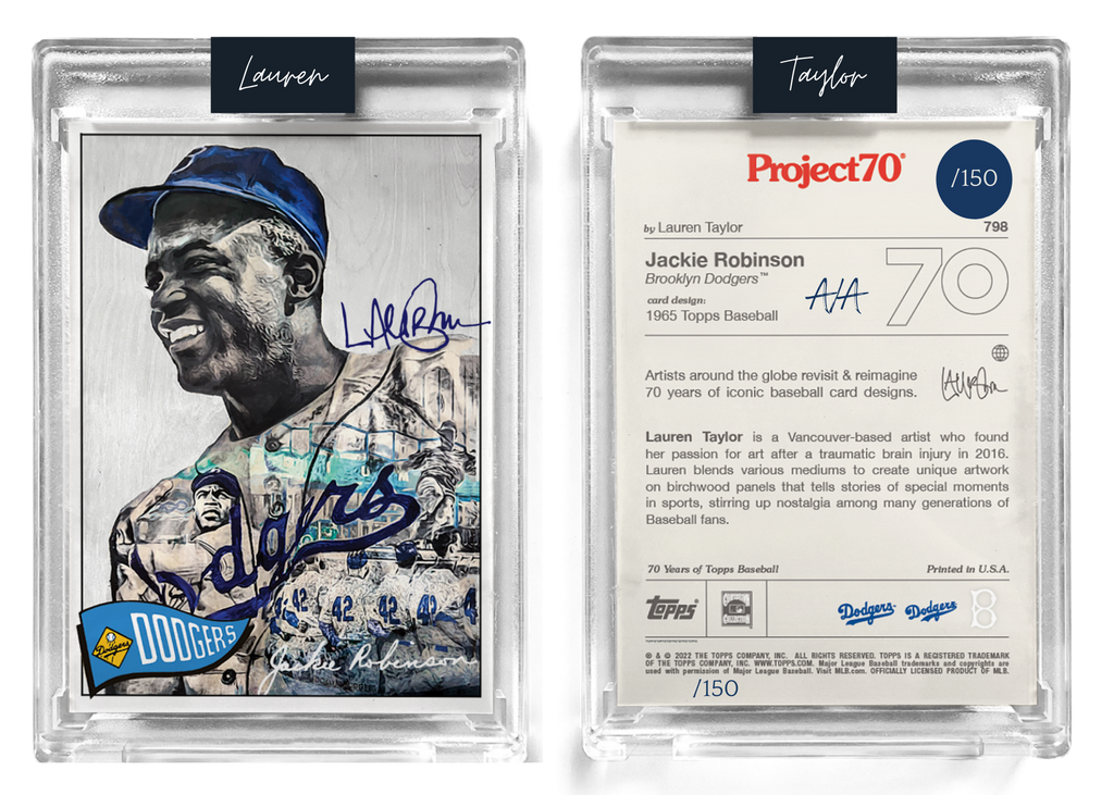 /150 Navy Blue Artist Signature - Jackie Robinson - 130pt Card #798 by Lauren Taylor - Baseball Card