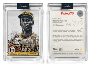 /5 Silver Metallic Artist Signature - Topps Project 70 130pt card #896 by Lauren Taylor - Roberto Clemente