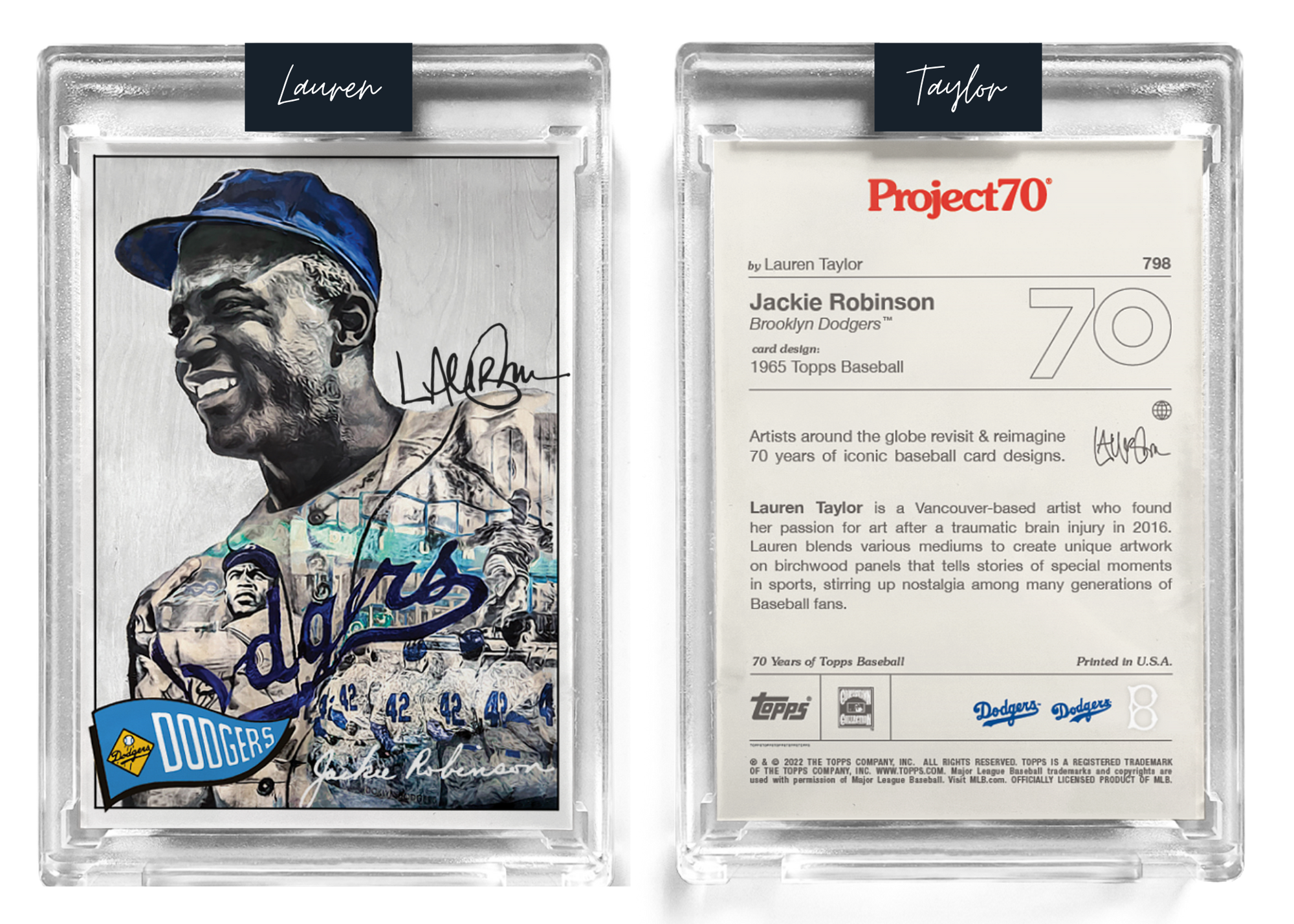 Black Artist Signature - Jackie Robinson - 130pt Card #798 by Lauren Taylor - Baseball Card