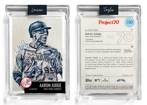 /10 Baby Blue Artist Signature - Topps Project 70 130pt card #11 by Lauren Taylor - Aaron Judge