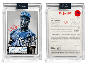 /20 Red Artist Signature - Topps Project 70 130pt card #206 by Lauren Taylor - Bo Jackson