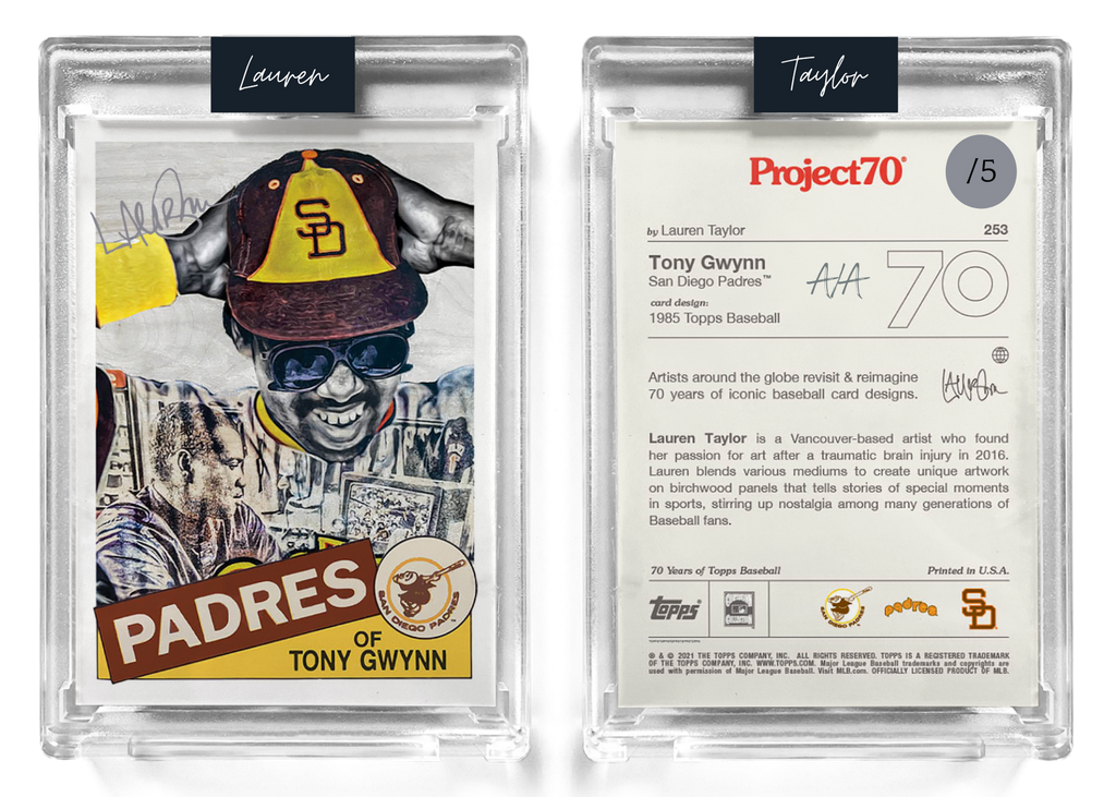 /5 Silver Artist Signature - Topps Project 70 130pt card #253 by Lauren Taylor - Tony Gwynn