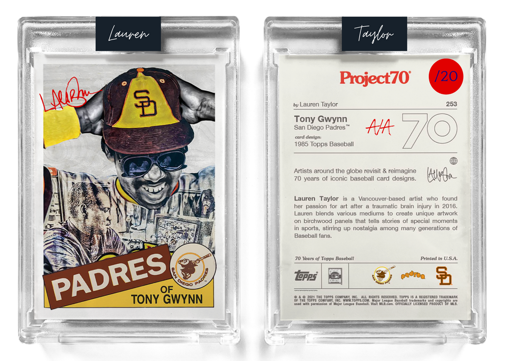 /20 Red Artist Signature - Topps Project 70 130pt card #253 by Lauren Taylor - Tony Gwynn