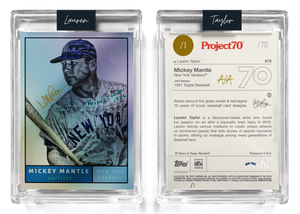 1/1 Gold Metallic Artist Signature - Foil Variant  - Topps Project 70 130pt card #473 by Lauren Taylor - Mickey Mantle