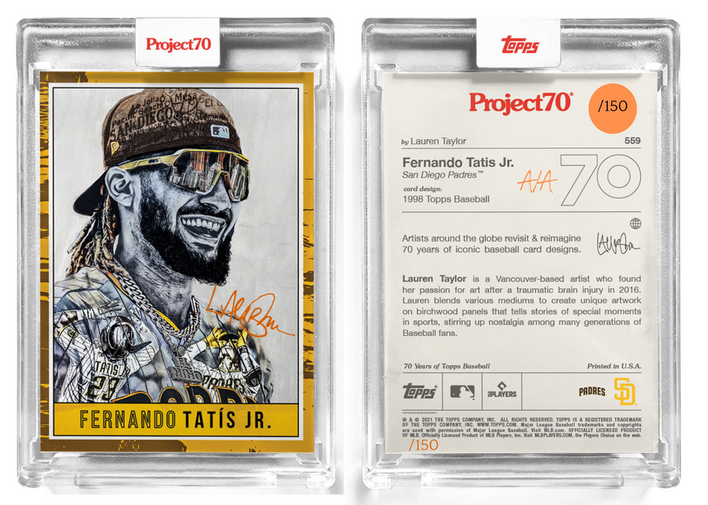 /150 Orange Artist Signature - Topps Baseball 130pt Card #559 by Lauren Taylor - Fernando Tatís Jr.