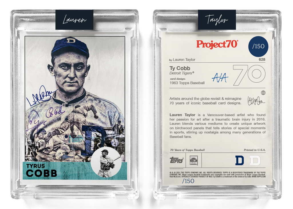 /150 Navy Blue Artist Signature - Topps Project 70 130pt card #628 by Lauren Taylor - Tyrus Cobb
