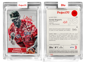 /20 Red Artist Signature - Topps Project 70 130pt card #658 by Lauren Taylor - Xander Bogaerts