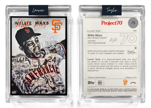 /5 Silver Artist Signature - Topps Project 70 130pt card #741 by Lauren Taylor - Willie Mays