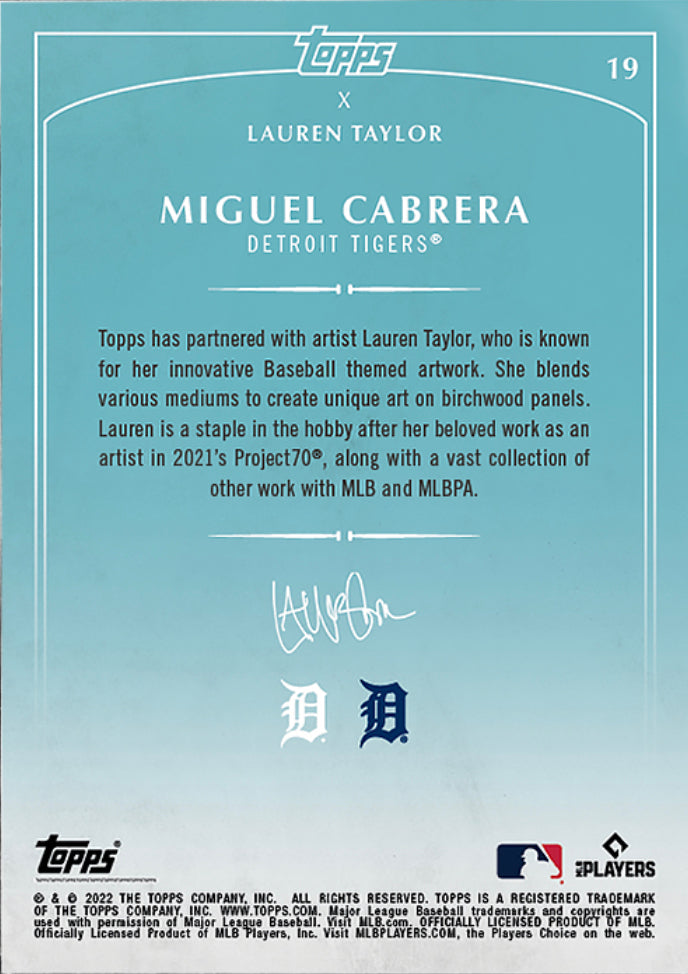Lauren Taylor x Topps - Artist Autographed Miguel Cabrera Base Card