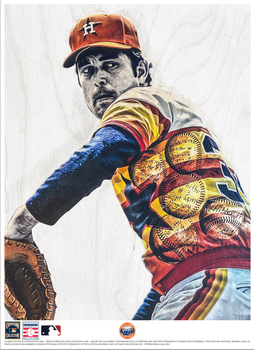"No Hitter" (Nolan Ryan) Houston Astros - Officially Licensed MLB Cooperstown Collection Print - Limited Release