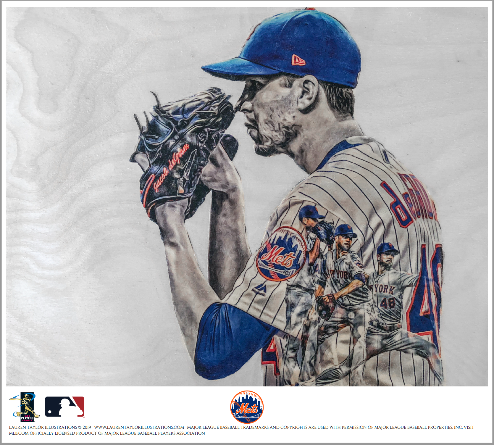 "deGrominator" (Jacob deGrominator) New York Mets - Officially Licensed MLB Print - BLUE ARTIST SIGNATURE Limited Release /5