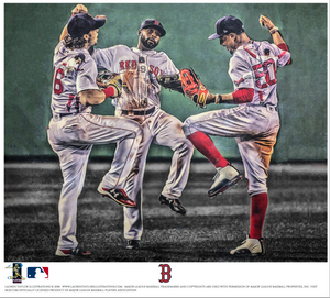 "Win, Dance, Repeat" (Bradley Jr, Betts, Benintendi)  - Officially Licensed MLB Print