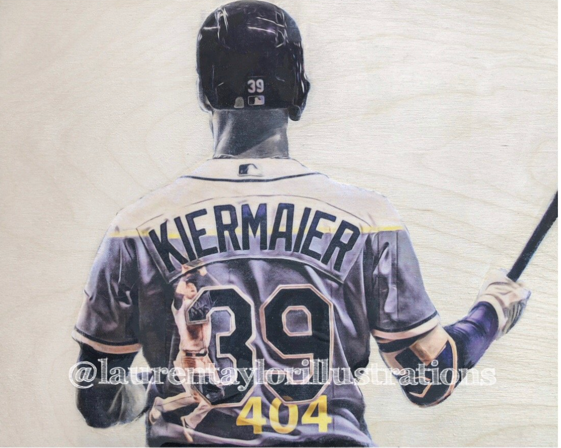 "Kiermaier" (Kevin Kiermaier) Tampa Bay Rays - 1/1 Original on Wood