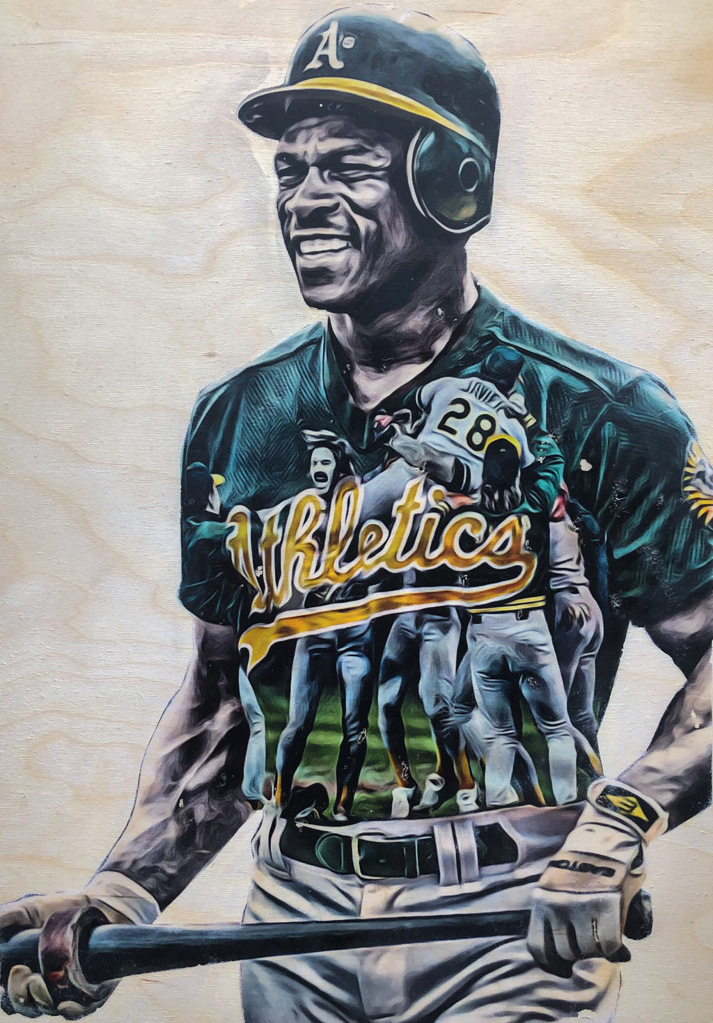 “Rickey and the ‘89 A’s" 1/1 Original on Wood