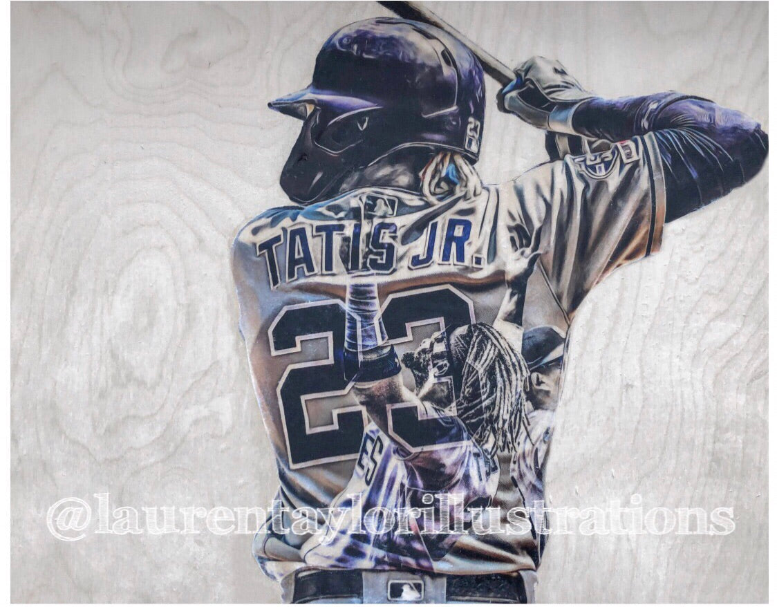 “Tatis Jr." (Fernando Tatis Jr.) San Diego Padres - 1/1 Original on Wood