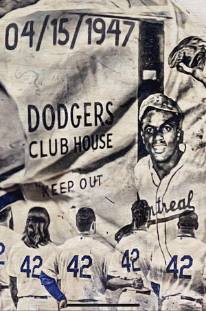 "April 15 1947” (Jackie Robinson) Brooklyn Dodgers - 1/1 Original on birchwood
