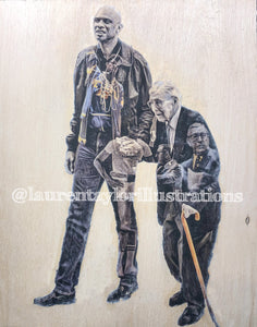 “Coach Wooden and Me” Original on Wood