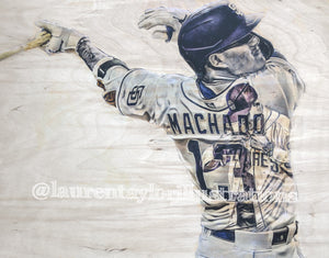 “Machado" (Manny Machado) San Diego Padres - 1/1 Original on Wood