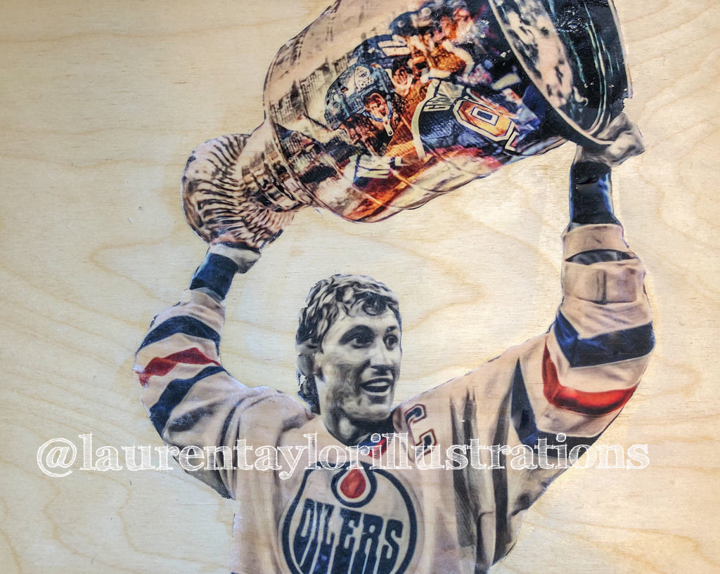 "Gretzky" Wayne Gretzky - Edmonton Oilers 1/1 Original on Wood