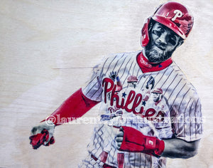 "Philly Harper" (Bryce Harper) Philadelphia Phillies - 1/1 Original on Wood